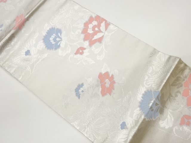 リサイクル　色紙に花唐草・鳳凰模様織出し名古屋帯